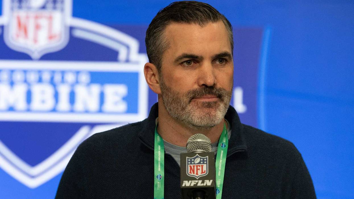 Cleveland Browns head coach Kevin Stefanski talks to the media at the 2024 NFL Combine at Indiana Convention Center.