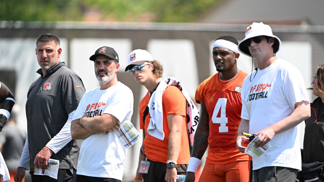Cleveland Browns Kevin Stefanski, Deshaun Watson, Mike Vrabel, and Ken Dorsey
