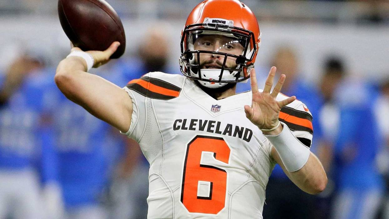 Cleveland Browns quarterback Baker Mayfield throws during the first half of an NFL football preseason game against the Detroit Lions, Thursday, Aug. 30, 2018, in Detroit.