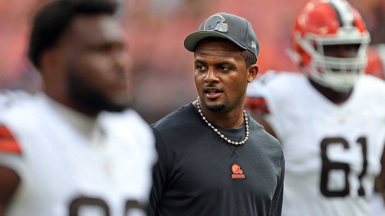 Cleveland Browns quarterback Deshaun Watson, center, walks back to the locker room before an NFL preseason football game against the Minnesota Vikings at Cleveland Browns Stadium, Saturday, Aug. 17, 2024, in Cleveland, Ohio.