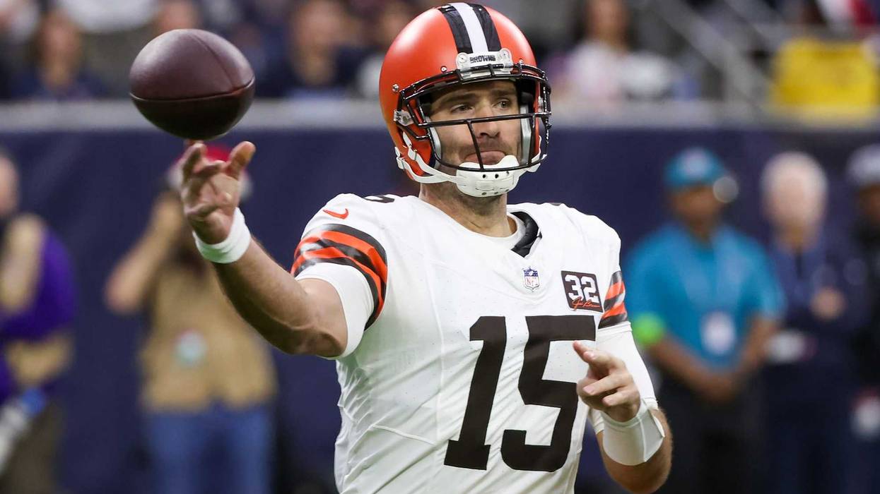 Cleveland Browns quarterback Joe Flacco (15) passes against the Houston Texans in the first quarter at NRG Stadium.