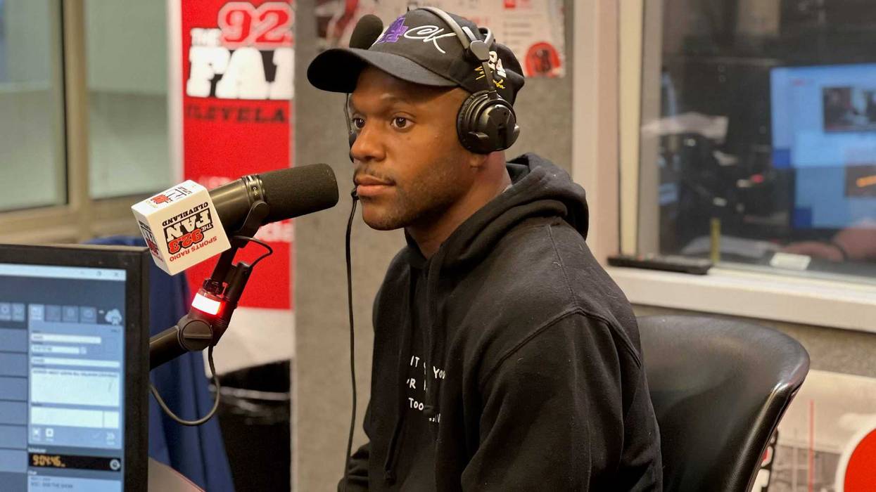 Cleveland browns safety Rodney McLeod sits during 'The Ken Carman Show with Anthony Lima' on Tuesday, September 24, 2024, in Cleveland, Ohio.