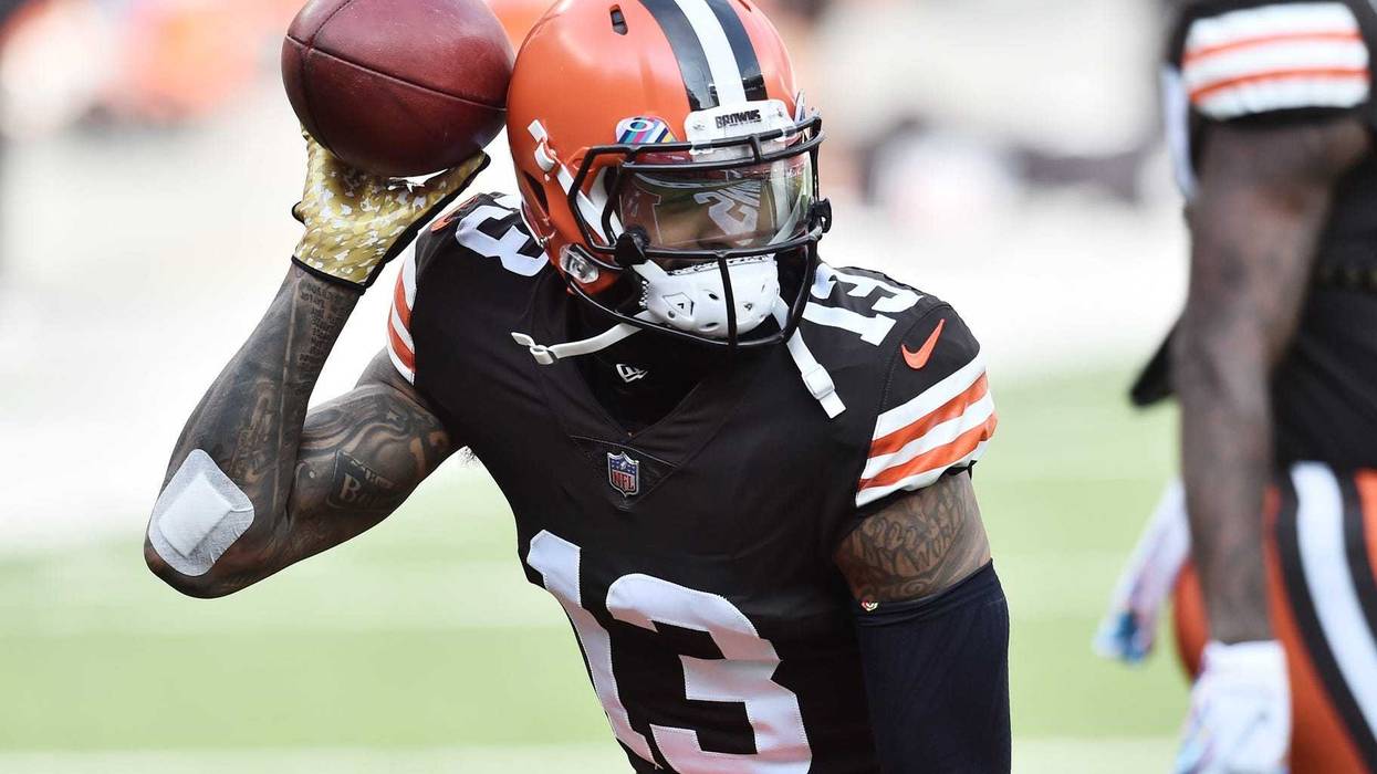 Cleveland Browns wide receiver Odell Beckham Jr. warms up before a game earlier this season at FirstEnergy Stadium.