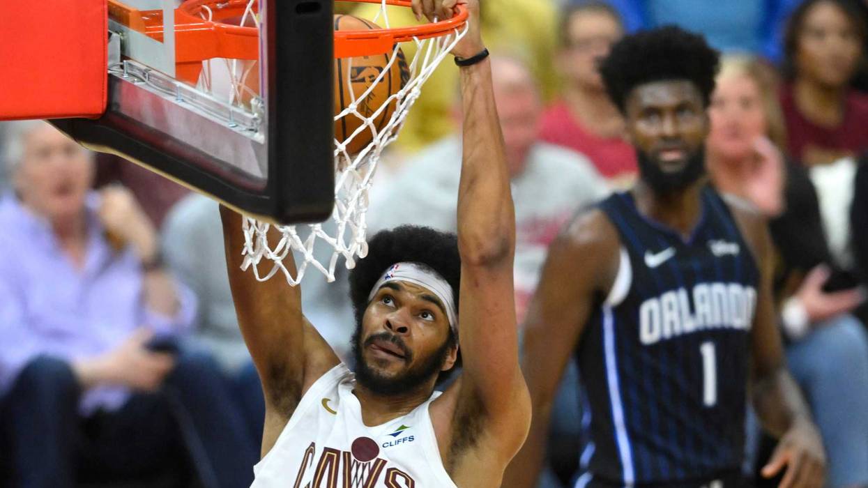 Cleveland Cavaliers center Jarrett Allen (31) dunks in the third quarter against the Orlando Magic during game one of the first round for the 2024 NBA playoffs at Rocket Mortgage FieldHouse.