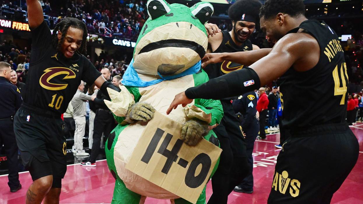 Cleveland Cavaliers Donovan Mitchell, Darius Garland, and Jarrett Allen