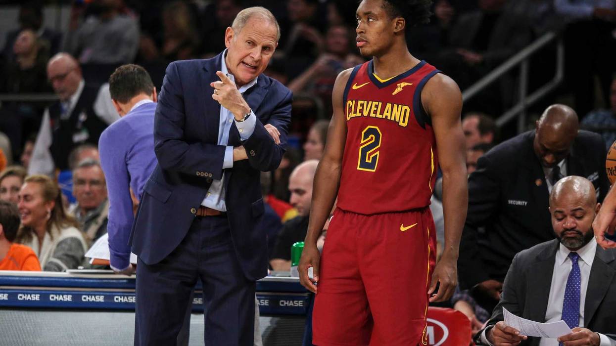 Cleveland Cavaliers head coach John Beilein (left) and guard Collin Sexton (right)