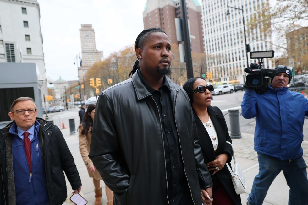 Cleveland Guardians pitcher Luis Ortiz departs the U.S. District Court for the Eastern District of New York after his arraignment hearing on November 12, 2025