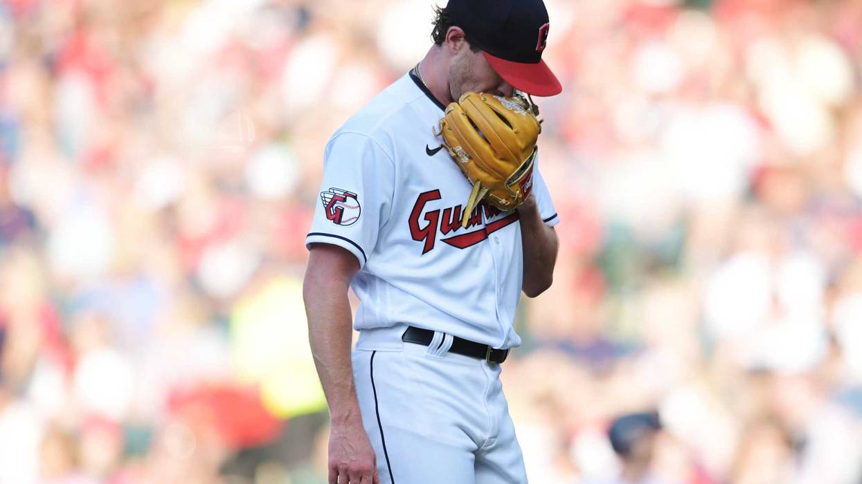 Cleveland Guardians starting pitcher Shane Bieber (57) walks off the field during the sixth inning after giving up three runs to the Boston Red Sox at Progressive Field.
