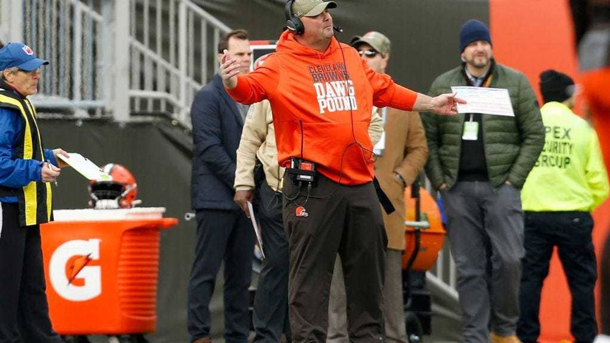 CLEVELAND, OH - NOVEMBER 10: Head coach Freddie Kitchens of the Cleveland Browns argues a call during the third quarter of the game against the Buffalo Bills at FirstEnergy Stadium on November 10, 2019 in Cleveland, Ohio. Cleveland defeated Buffalo 19-16.