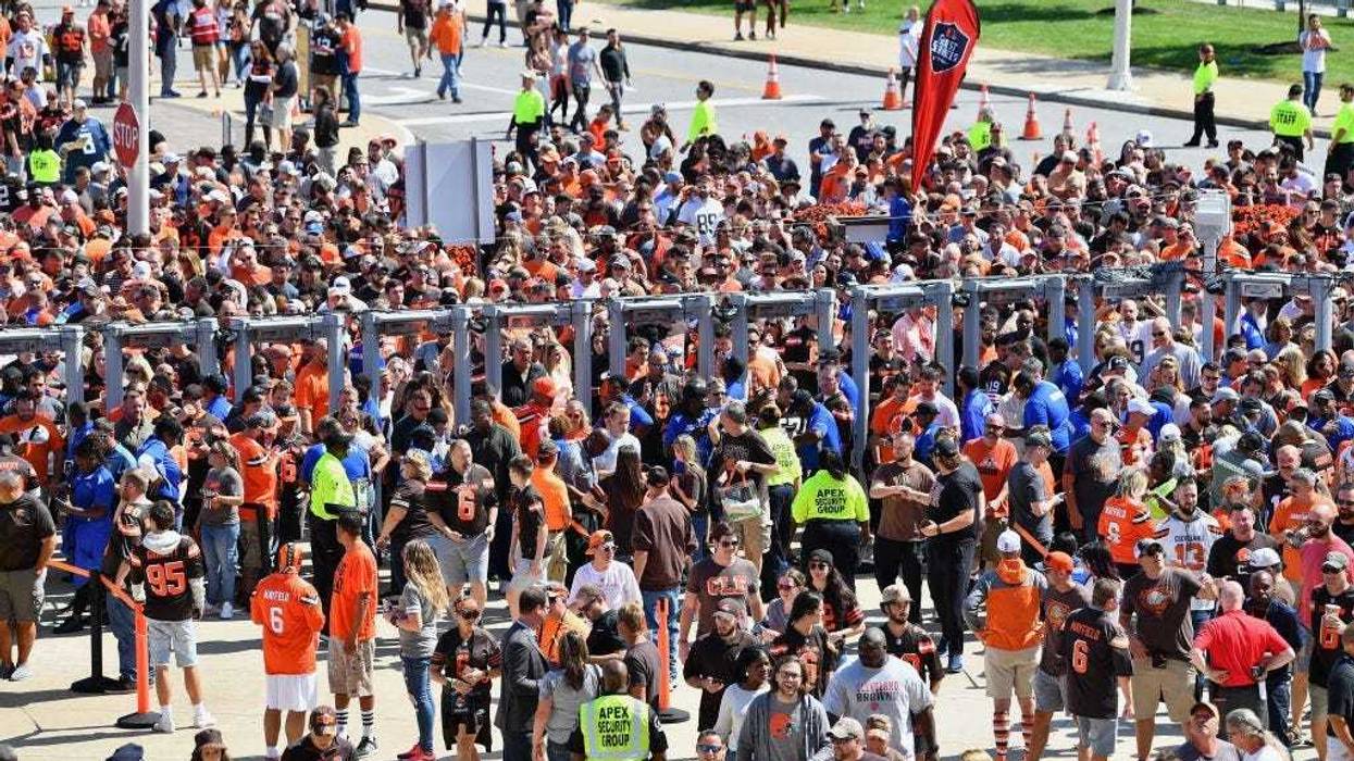 CLEVELAND, OH - SEPTEMBER 08: Fans pass through security at FirstEnergy Stadium before the NFL game between the Cleveland Browns and the Tennessee Titans on September 08, 2019 in Cleveland, Ohio . (Photo by Jamie Sabau/Getty Images)