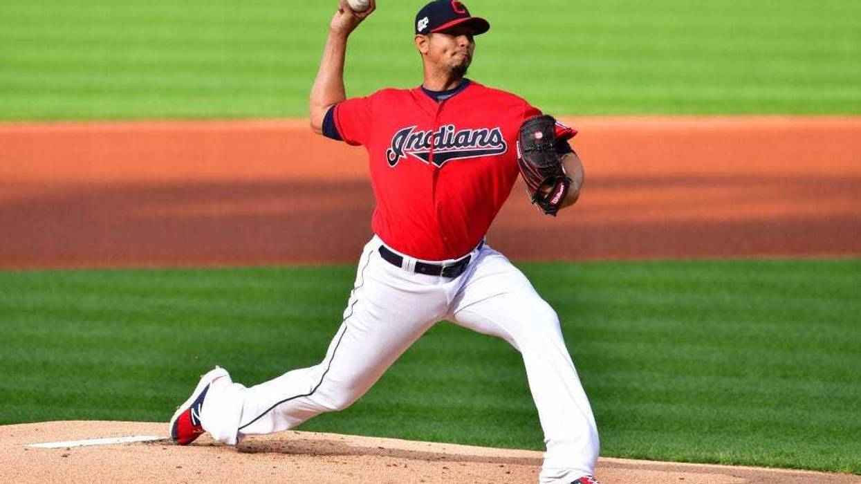 CLEVELAND, OHIO - APRIL 23: Starting pitcher Carlos Carrasco #59 of the Cleveland Indians pitches during the first inning against the Miami Marlins at Progressive Field on April 23, 2019 in Cleveland, Ohio. (Photo by Jason Miller/Getty Images)
