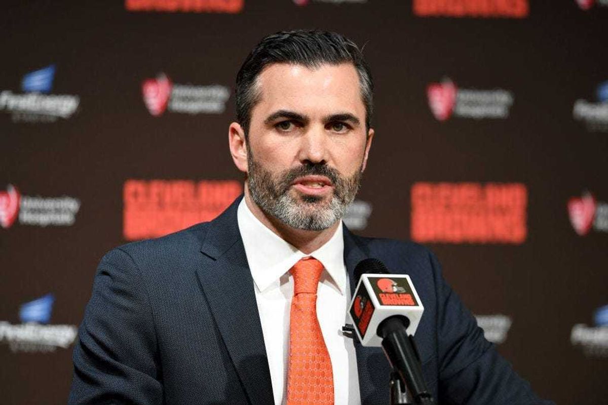CLEVELAND, OHIO - JANUARY 14: Kevin Stefanski talks to the media after being introduced as the Cleveland Browns new head coach on January 14, 2020 in Cleveland, Ohio. (Photo by Jason Miller/Getty Images)