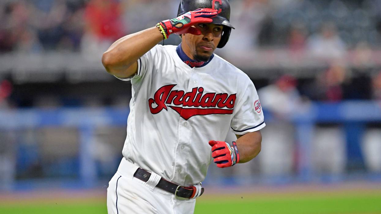 CLEVELAND, OHIO - JUNE 04: Francisco Lindor #12 of the Cleveland Indians celebrates as he rounds the bases after hitting a two run home run during the fifth inning against the Minnesota Twins at Progressive Field on June 04, 2019 in Cleveland, Ohio. (Phot