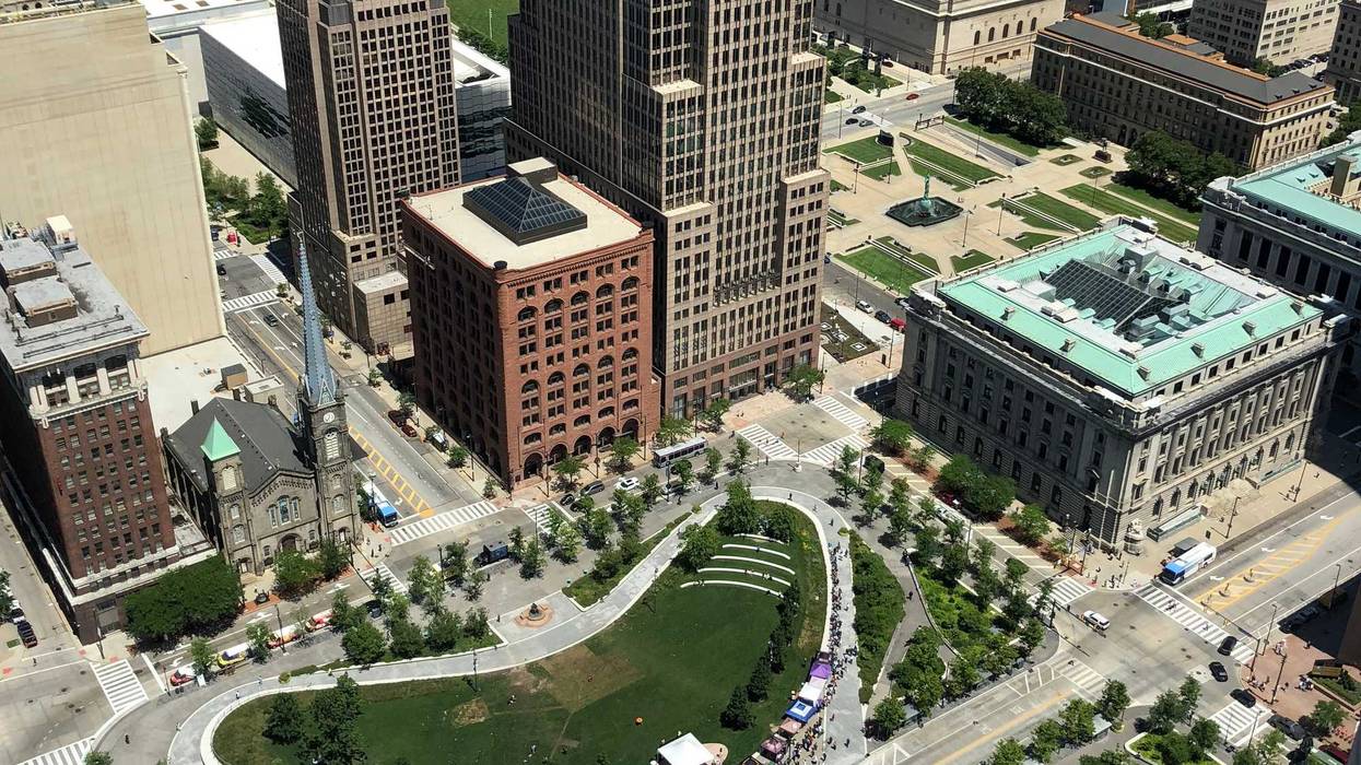 Cleveland Public Square from above at Tower City Center