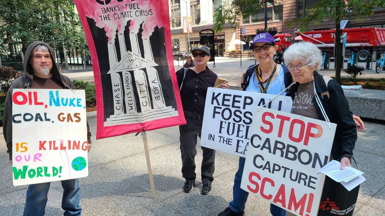 climate activists rally on Federal Plaza