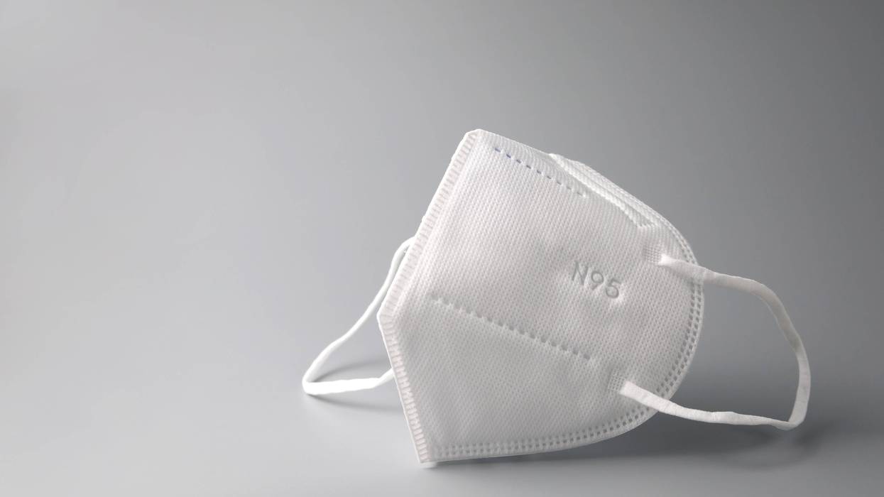 Close up N95 protective face mask