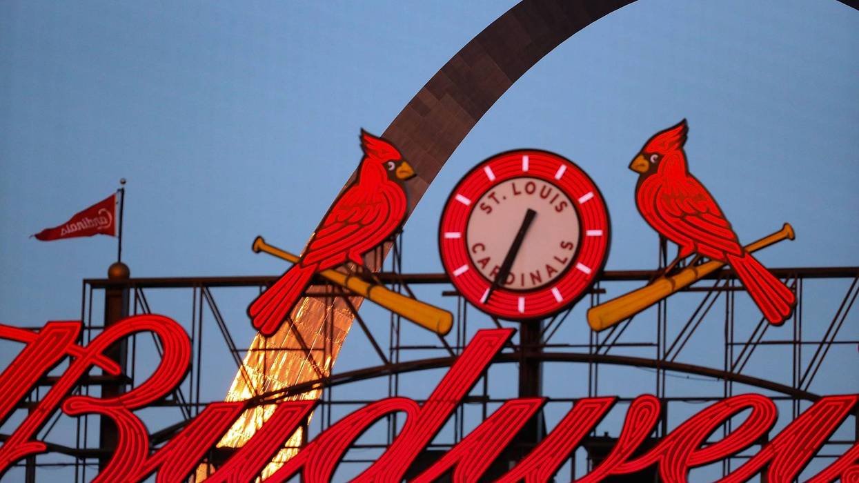 close up of budweiser sign at busch stadium