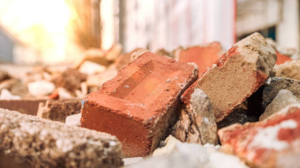 Close-up of building demolition