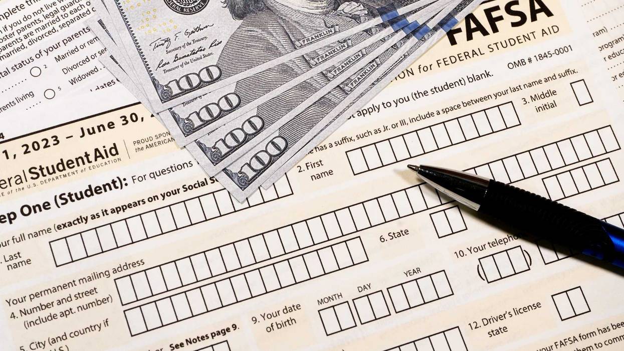 Close up of federal financial aid application.