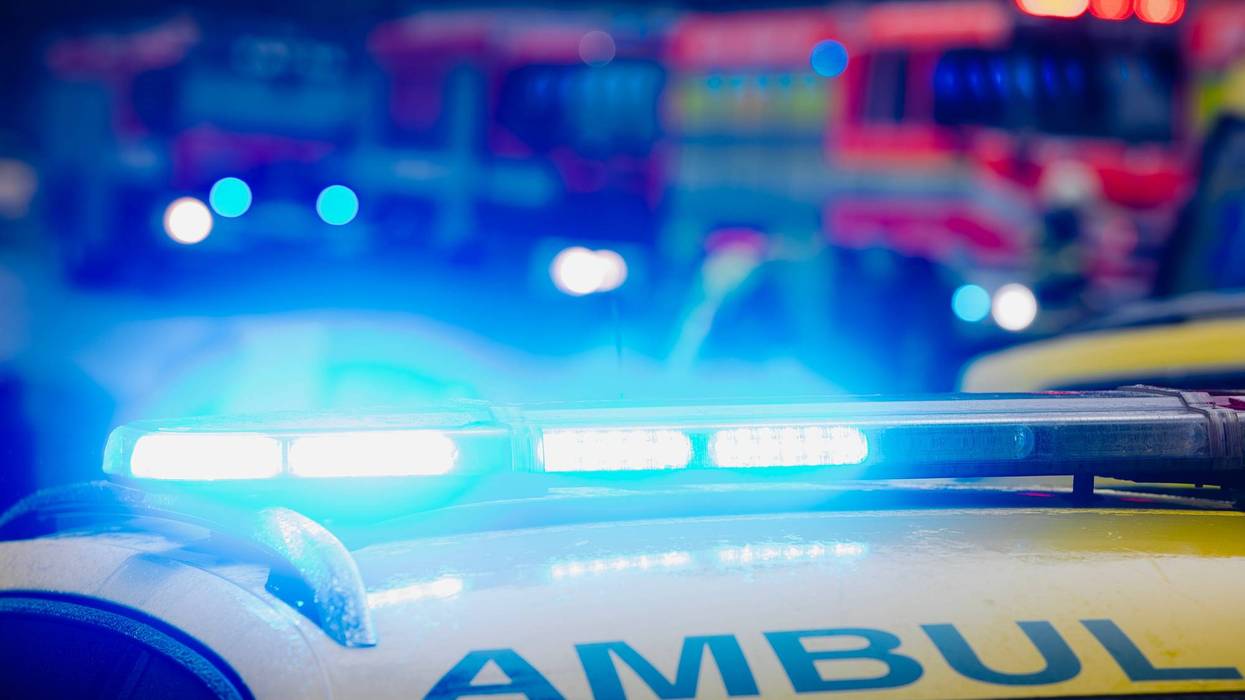Close-up of flasher on roof of ambulance car.