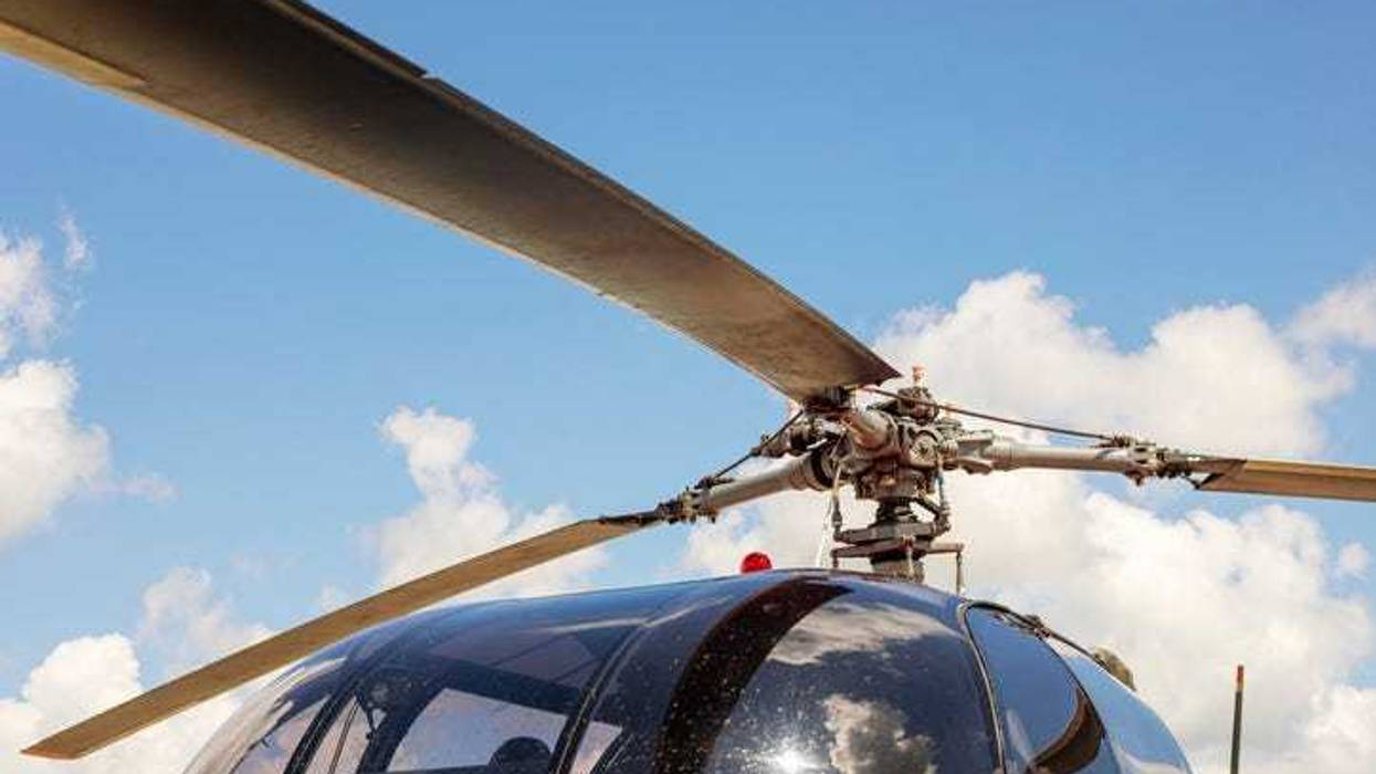 Close up of helicopter blades.