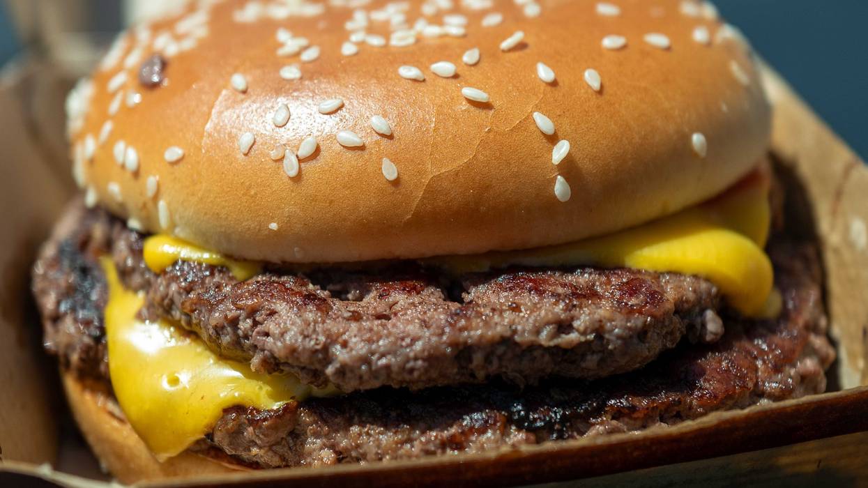 Close-up of McDonald's Double Quarter Pounder with Cheese burger in San Ramon, California, on Aug. 3, 2024.
