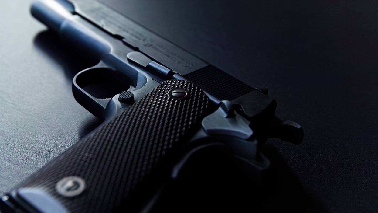 Close up of old semi auto pistol
