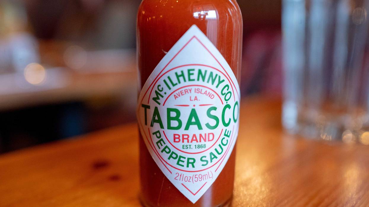 Close-up of Tabasco brand Louisiana style hot sauce on table, Berkeley, Close-up of Tabasco brand Louisiana style hot sauce on table, Berkeley, California, November 30, 2019. (Photo bCalifornia, November 30, 2019. (Photo by Smith Collection/Gado/Sipa USA)