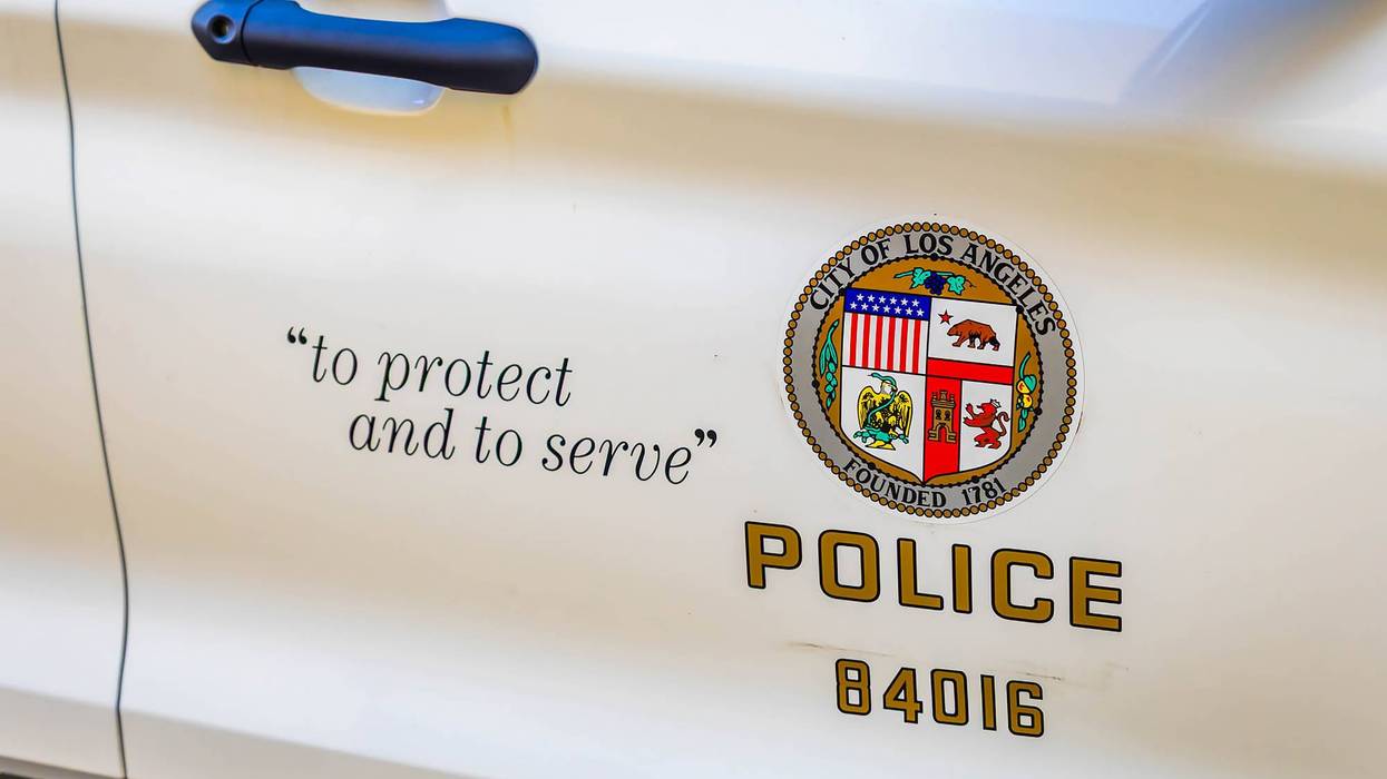 Close up of the official LAPD logo on a police car