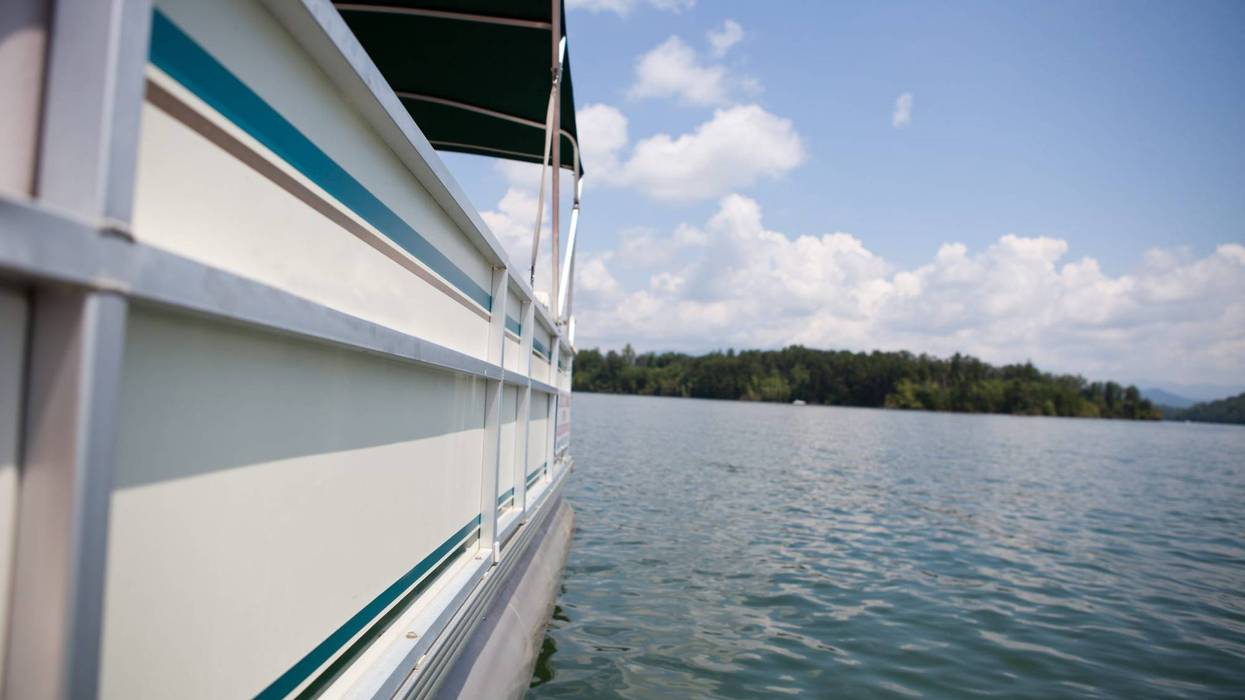 Close-up stock image of pontoon boat