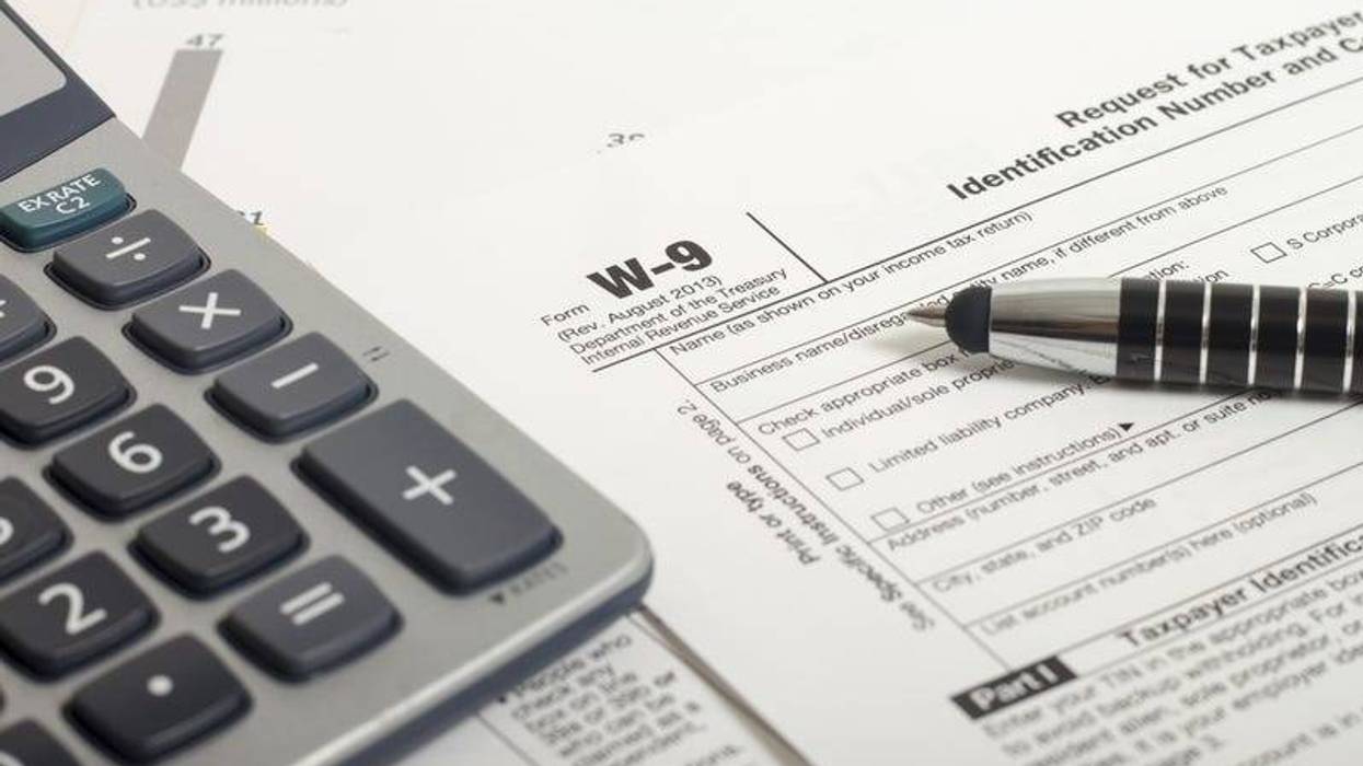 Close up U.S. taxes papers