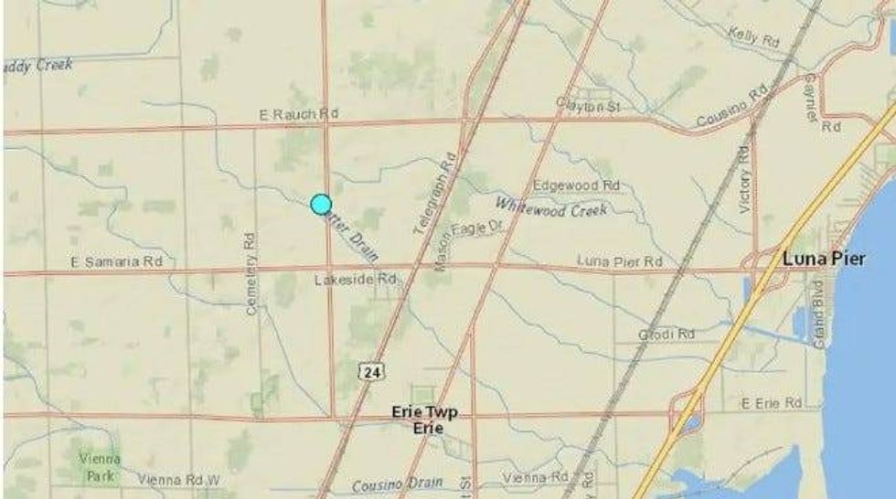 Closeup map of where earthquake happened