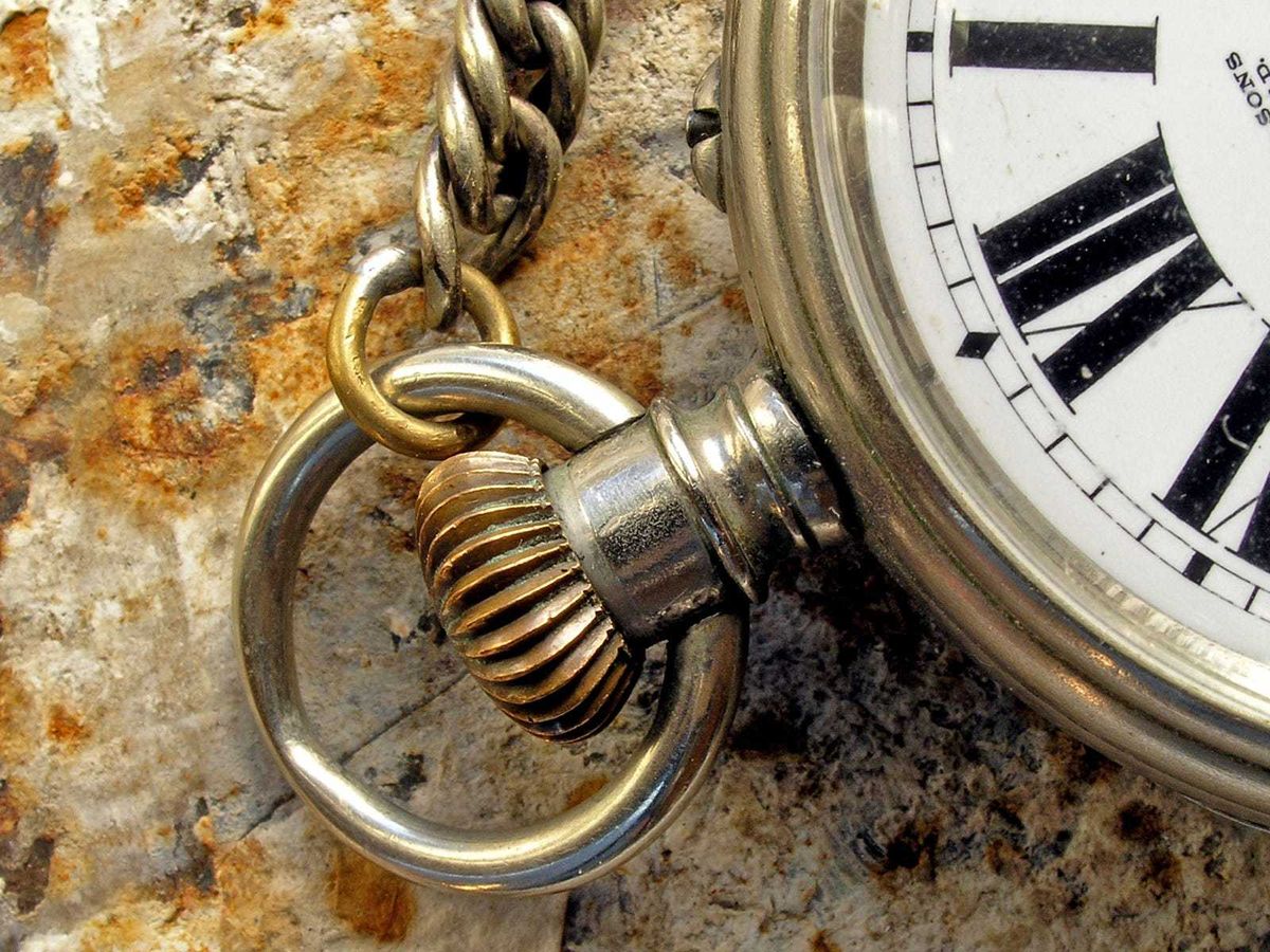 Closeup of a pocket watch.
