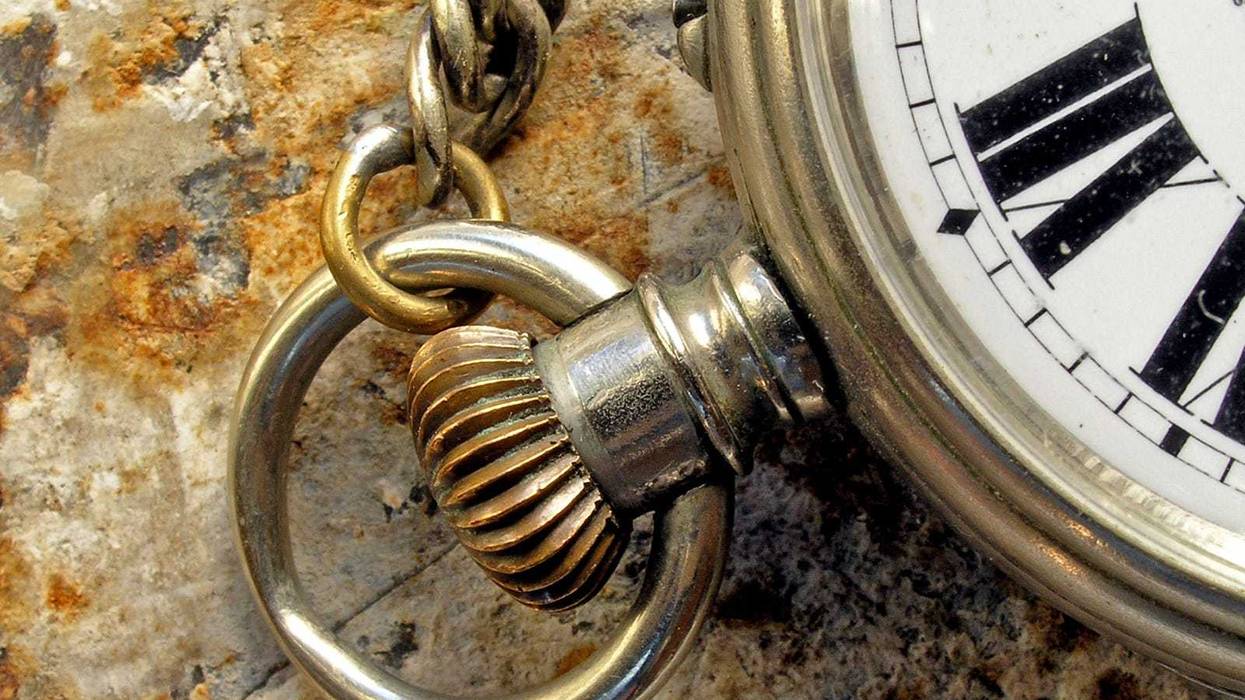 Closeup of a pocket watch.