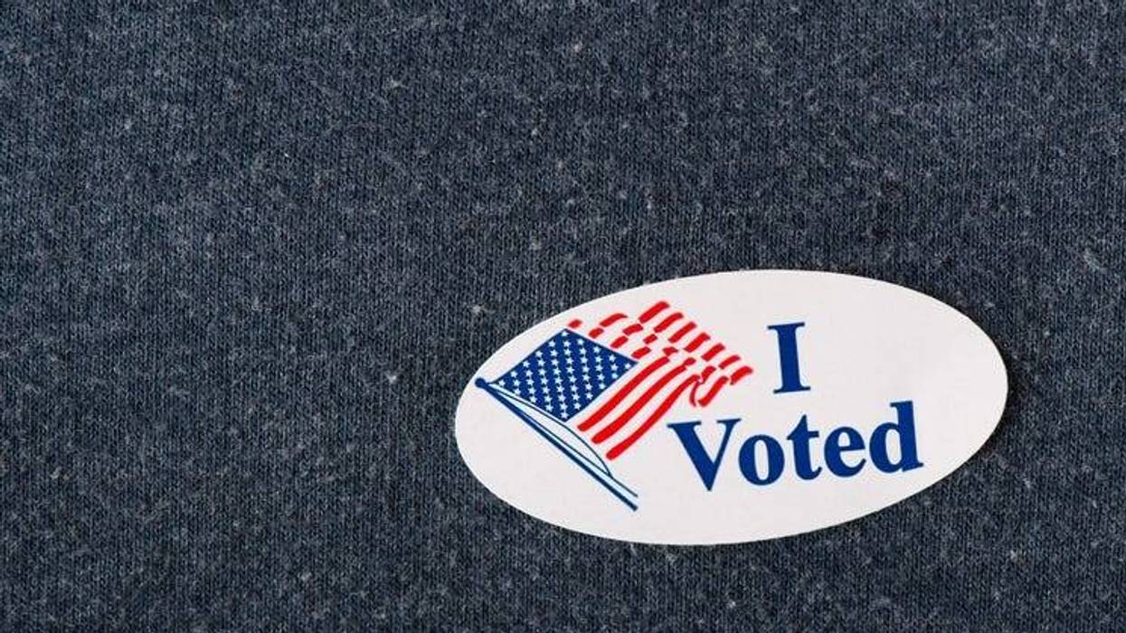 Closeup of an American "I voted" sticker