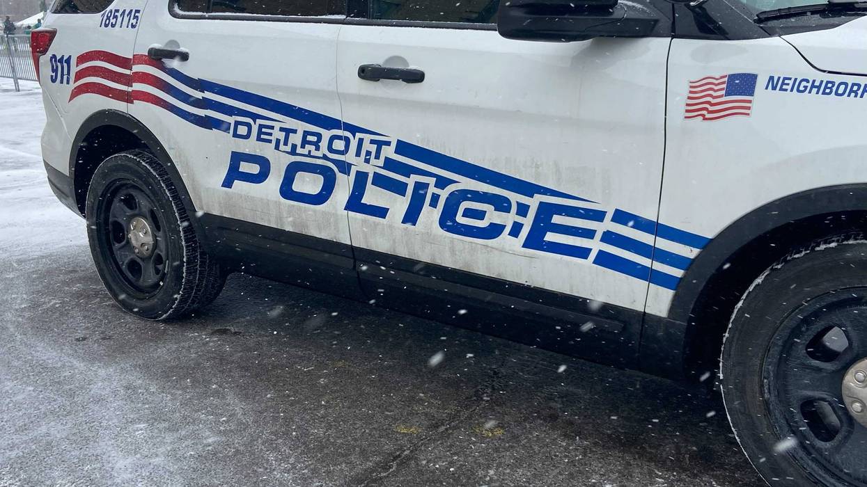 Closeup of Detroit police SUV in snow