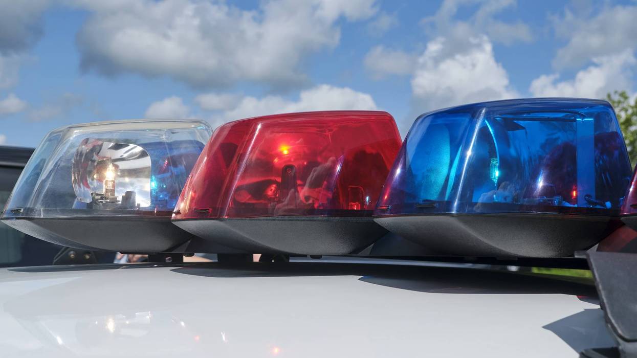 Closeup of police car siren flashing lights