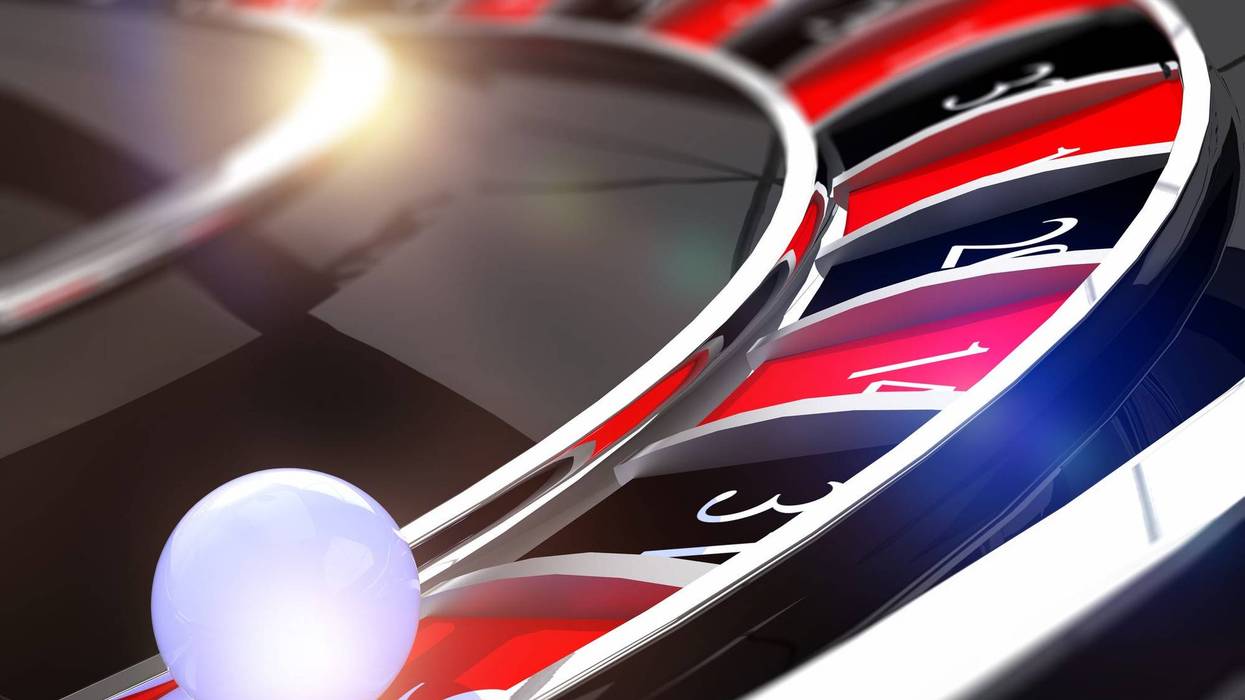 Closeup on Roulette Wheel White Ball