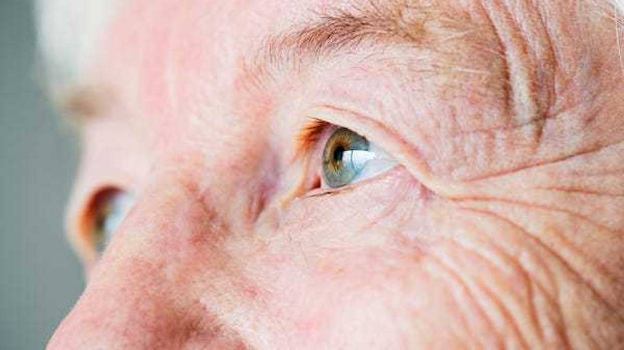 Closeup side portrait of elderly woman's eyes