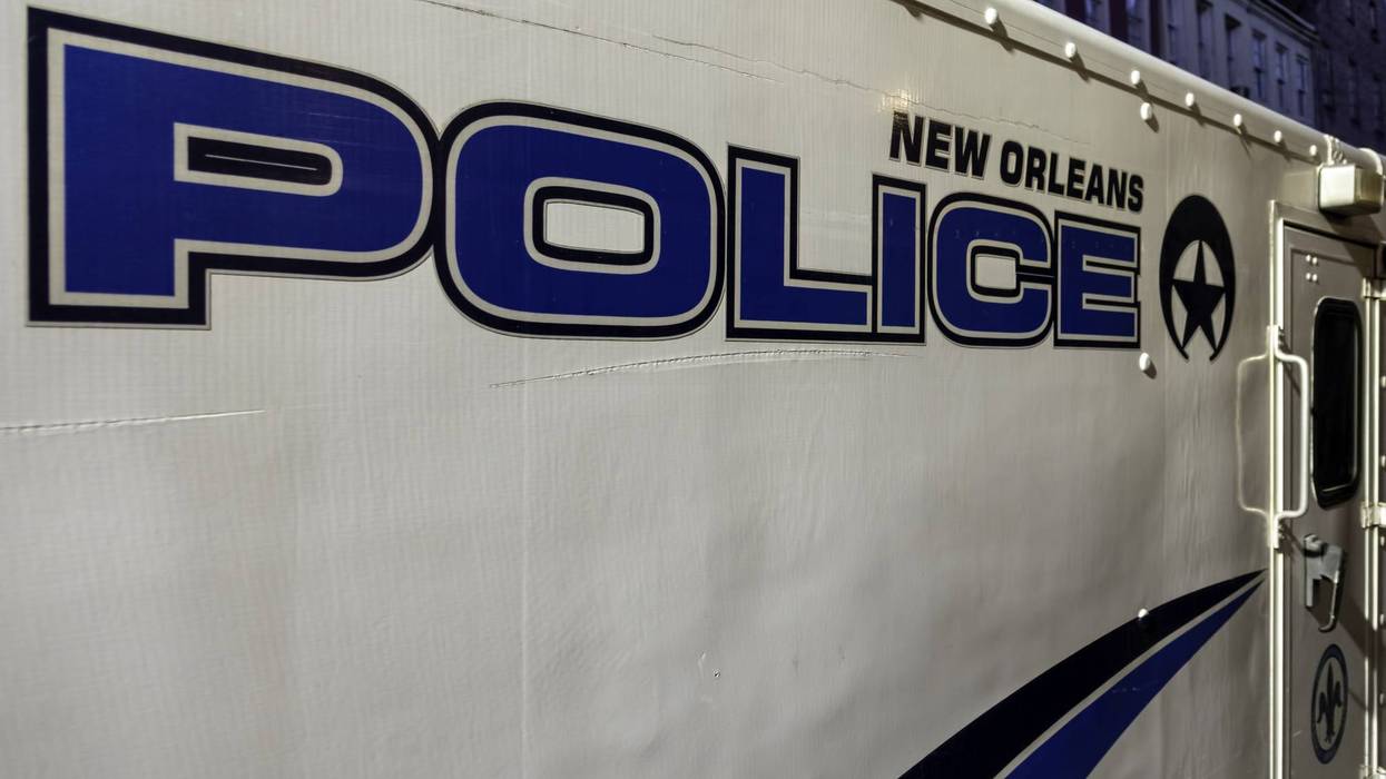 Closeup view of the New Orleans Police Force sign, insignia and emblem