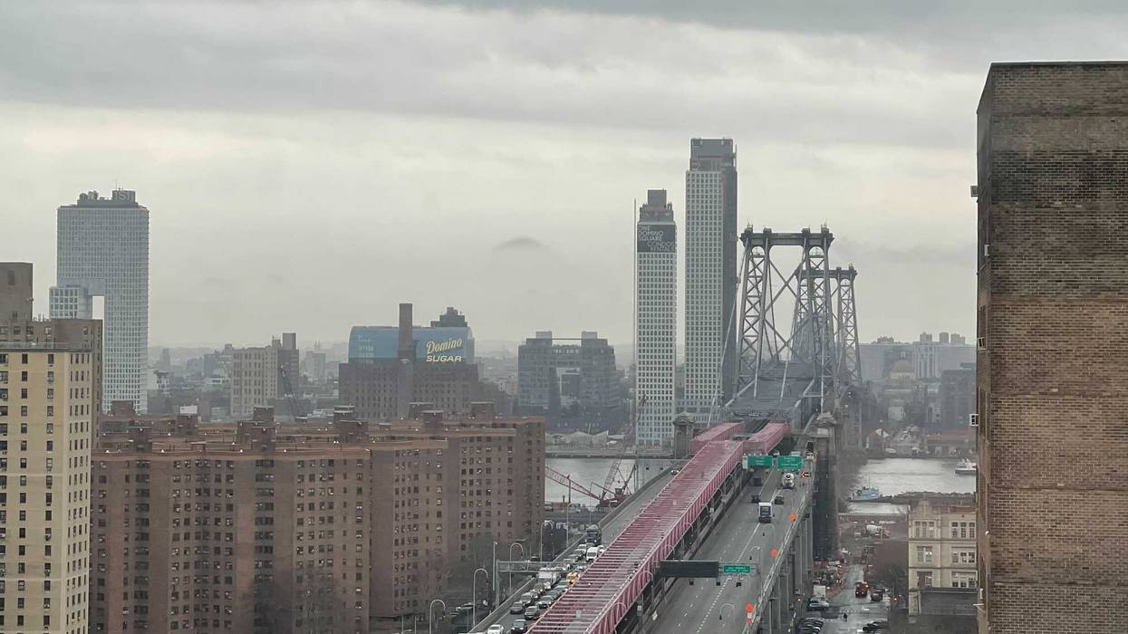 Cloud cover is seen over the Williamsburg Bridge late Wednesday morning