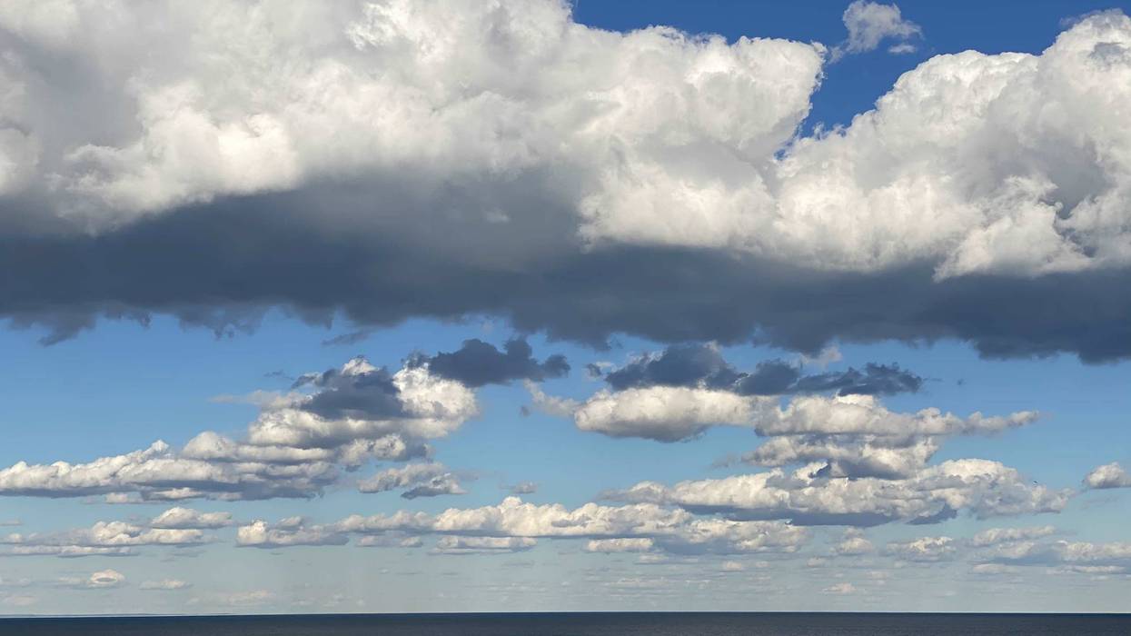 Clouds are seen over the Long Island Sound between Long Island and Connecticut