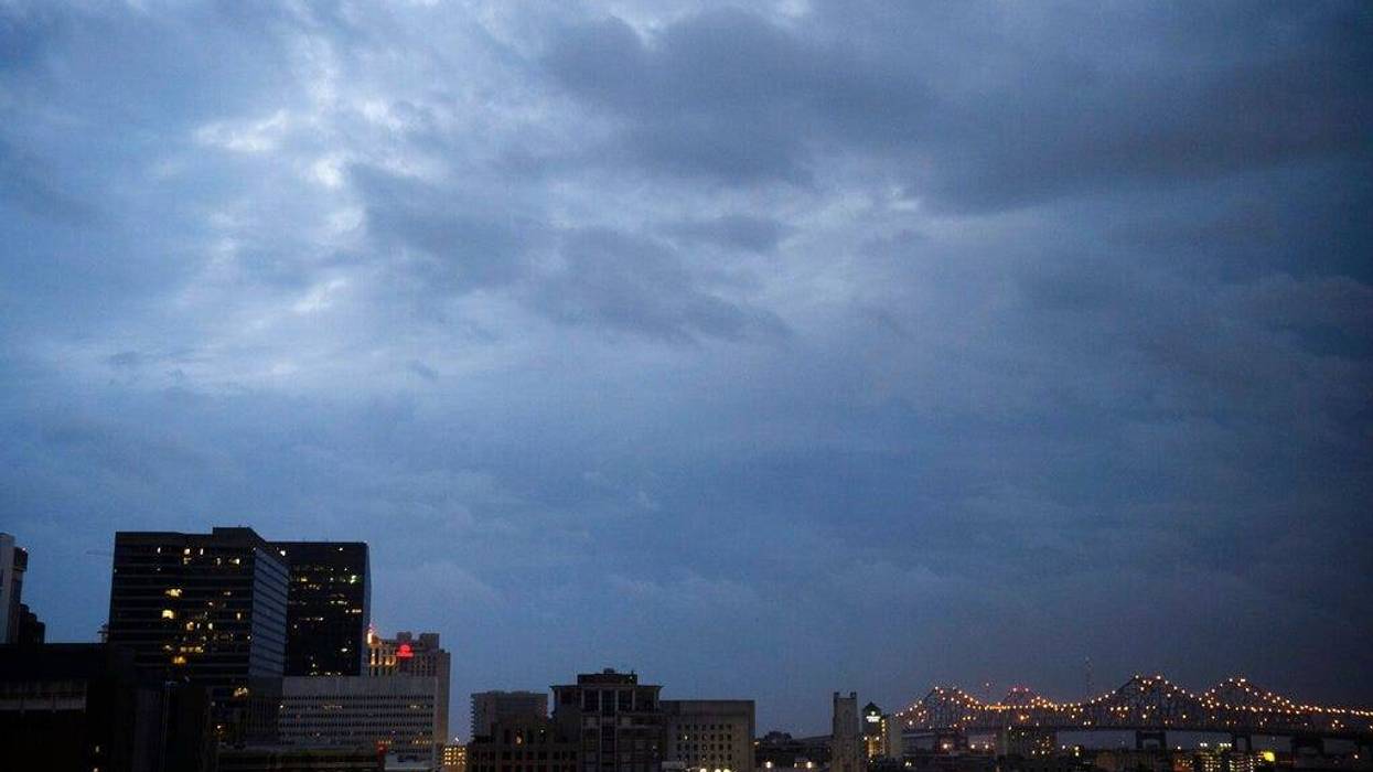 Clouds cover the sky over New Orleans ahead of Tropical Storm Barry making landfall in the Gulf of Mexico on Saturday, July 13, 2019.