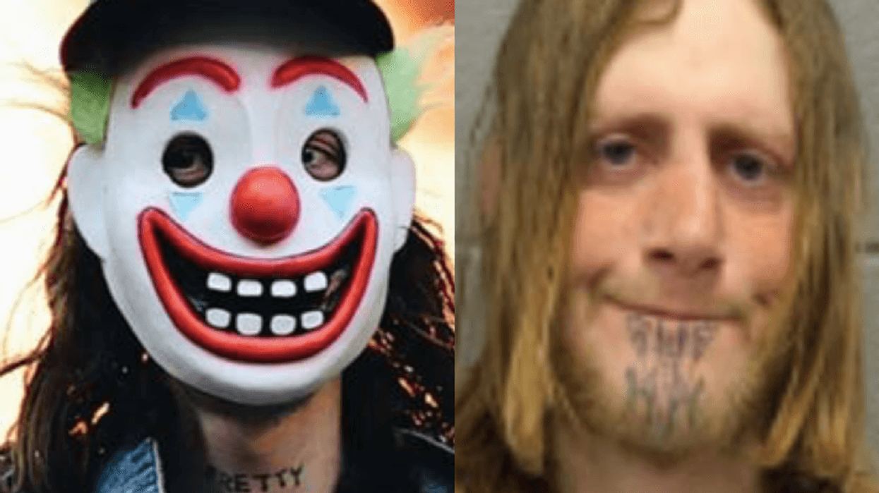 clown mask, suspect head shot