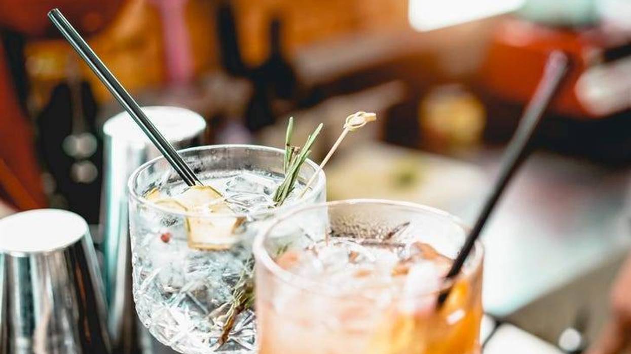 Cocktails served on bar counter