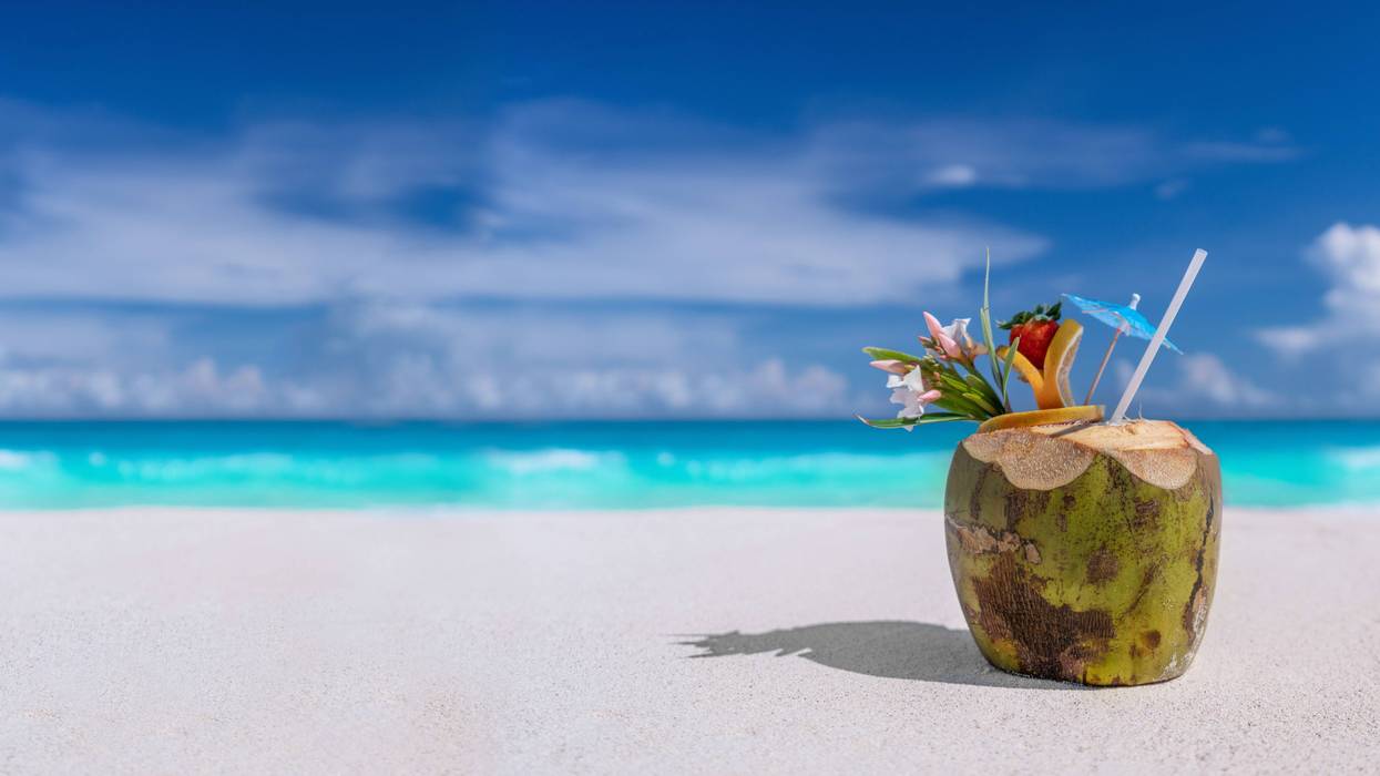 coconut drink on beach