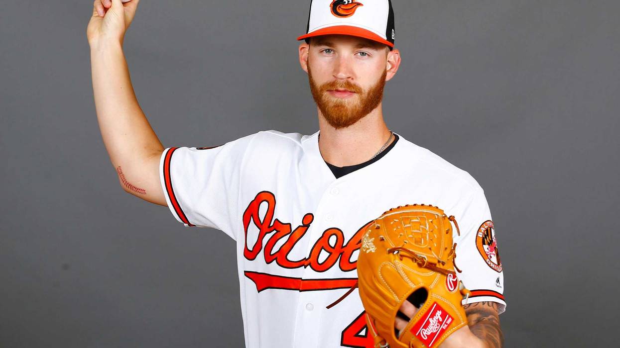 Cody Carroll poses for a photo at Orioles Spring Training