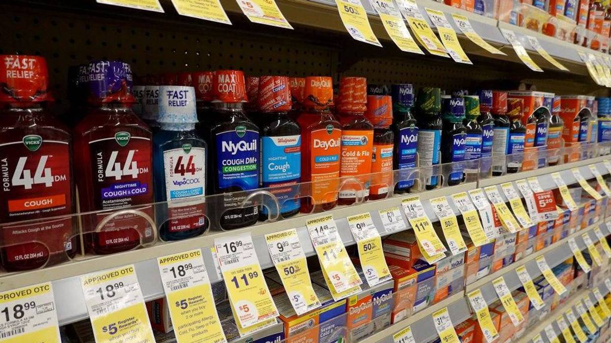 Cold and flu medicine sits on a store shelf on September 12, 2023 in Miami, Florida.