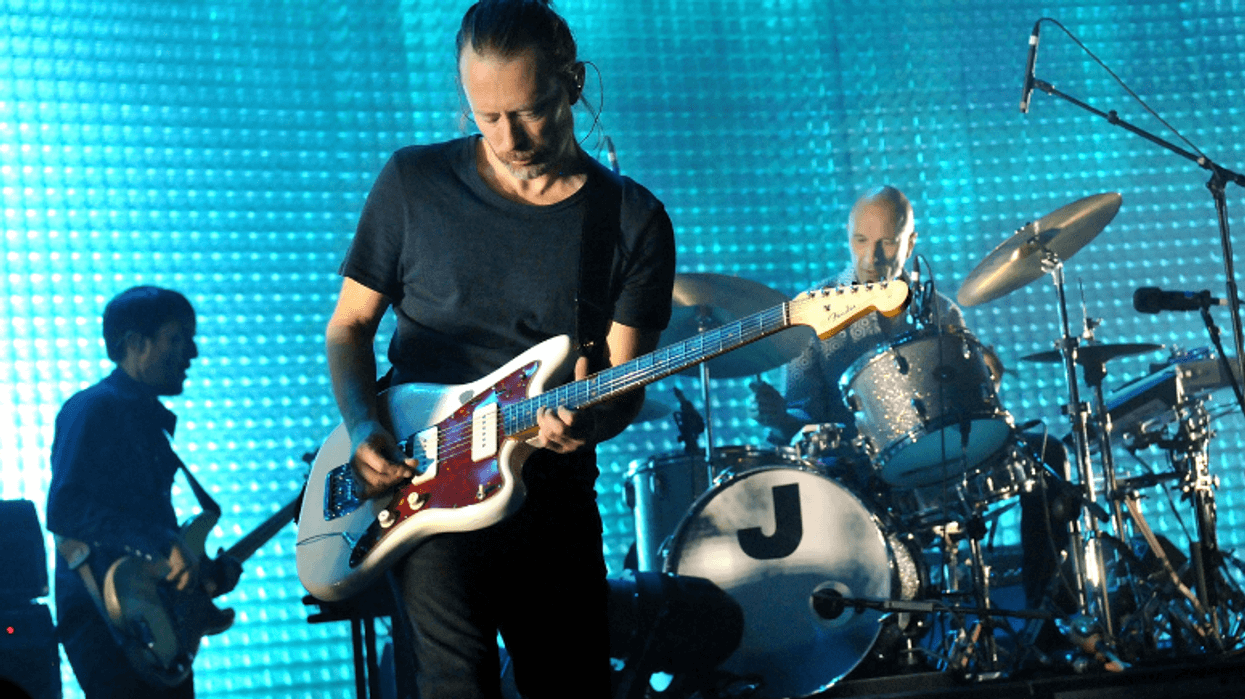 Colin Greenwood, Thom Yorke and Philip Selway of Radiohead