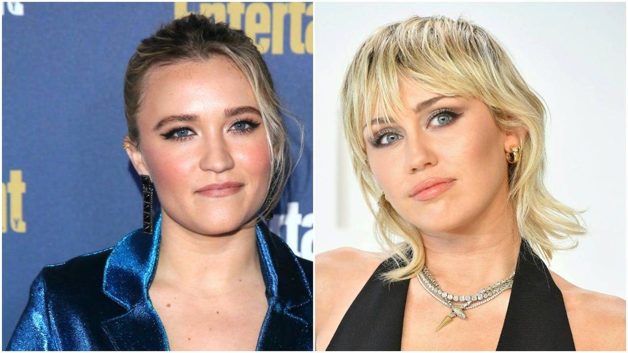 Collage photo of Emily Osment and Miley Cyrus